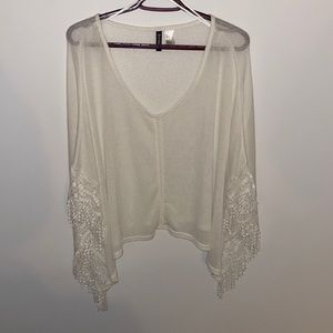 Elegant Poncho style cotton knit top